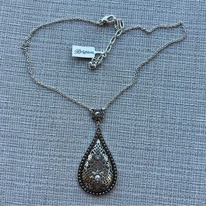 Brighton Sahuri Teardrop Necklace With Crystals 16”- 19” Adjustable